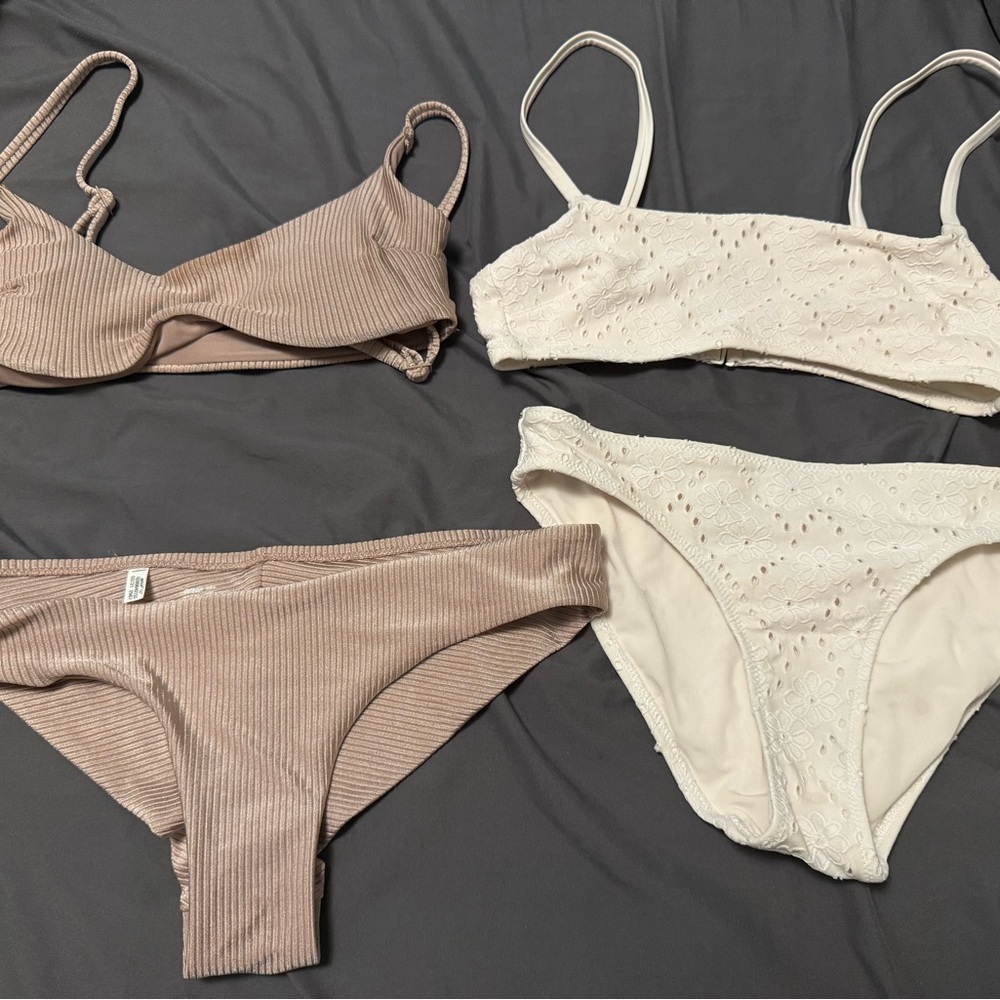 Aerie Cream and Tan Bikini Set